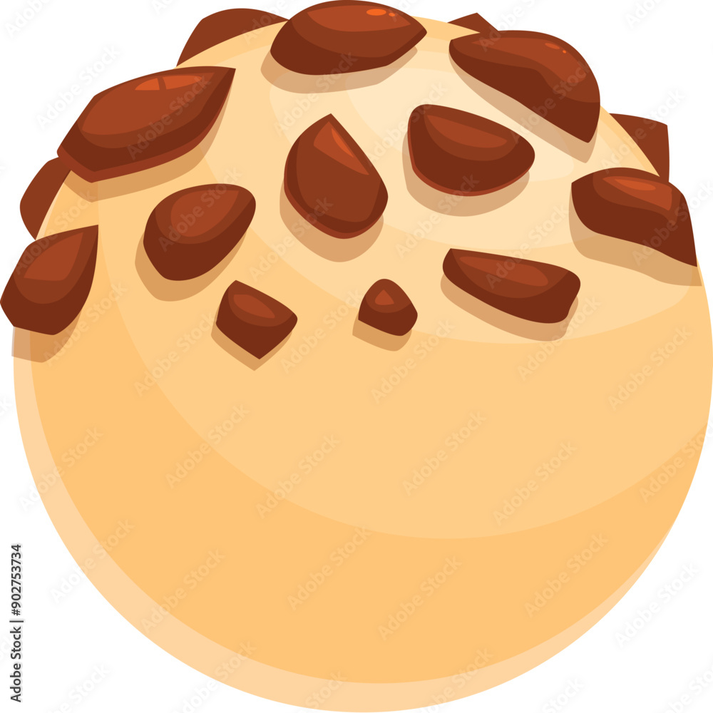 Fototapeta premium Ball of cookie dough is being prepared for baking in the oven with chocolate chips