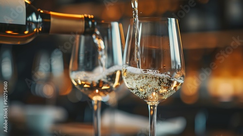 Elegant Wine Pouring. Fine dining concept photo