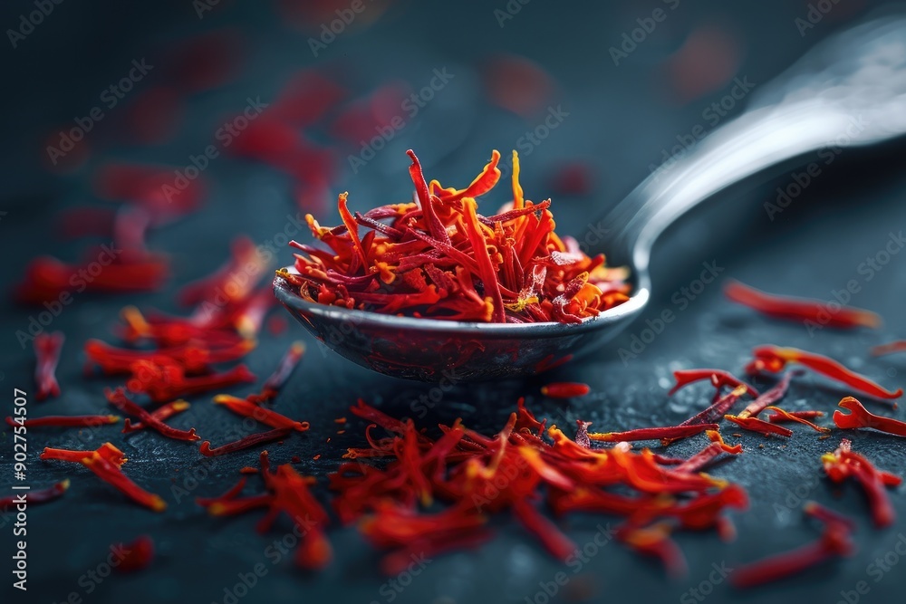 © At My Hat - A spoonful of red spice is on a black surface