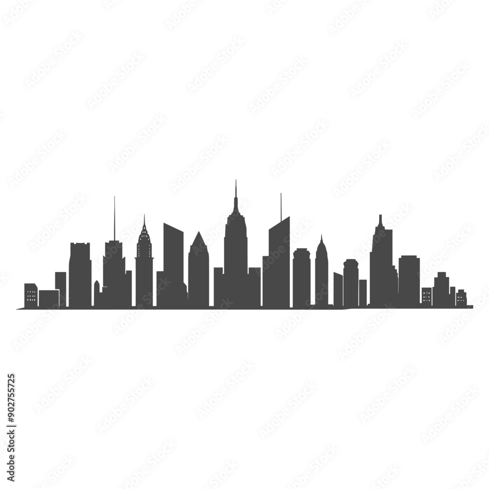 Silhouette of a city skyline with skyscrapers. Silhouette of a city skyline with skyscrapers.