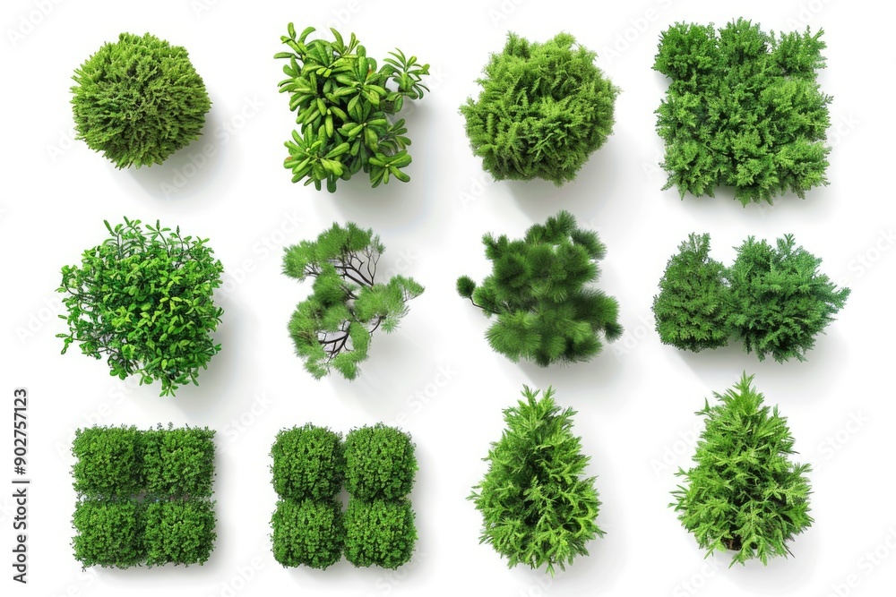 Various tree species arranged on a white background Various tree species arranged on a white background