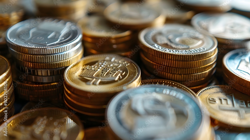 Varied Euro Coin Stacks. Financial diversity concept Varied Euro Coin Stacks. Financial diversity concept