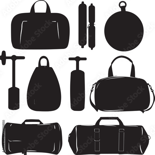 Travel Beg Versatile Black Silhouette Vector Series