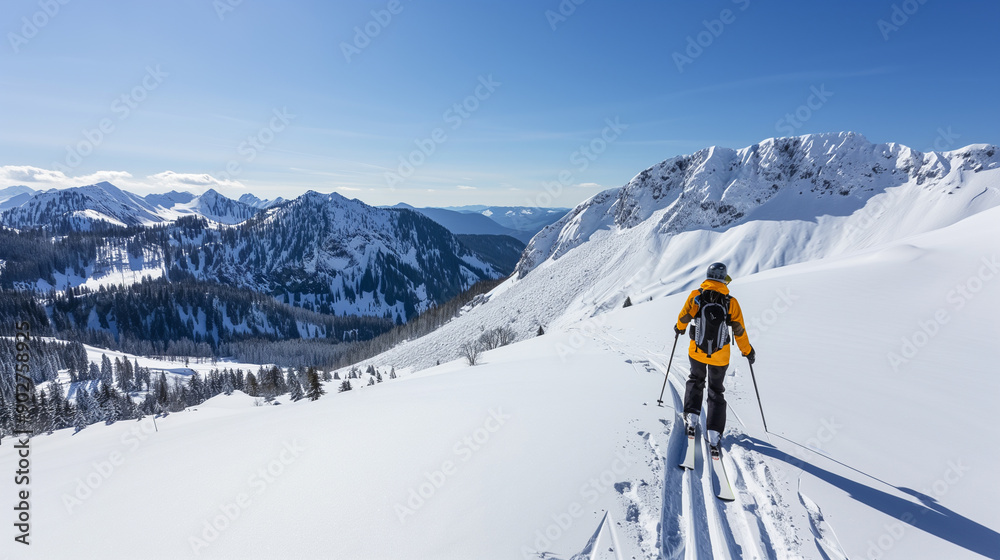 Skitourer looking for ideal ski-run Skitourer looking for ideal ski-run