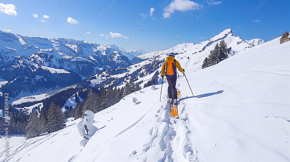 Skitourer looking for ideal ski-run Skitourer looking for ideal ski-run