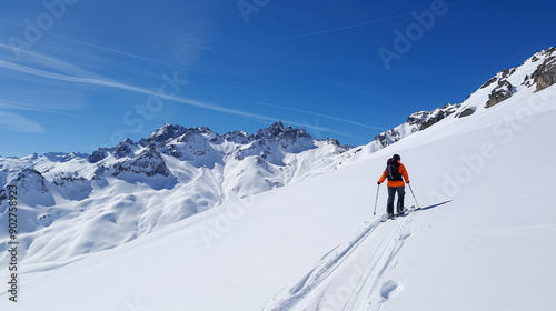 Skitourer looking for ideal ski-run
