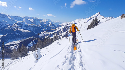 Skitourer looking for ideal ski-run 