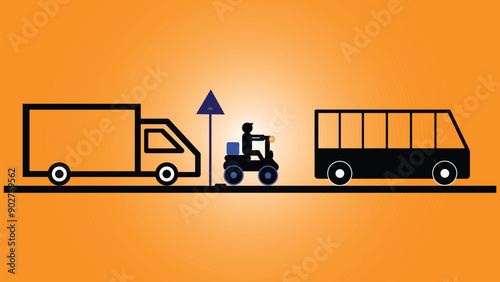 Abstract  ordering and transporting products via express delivery.