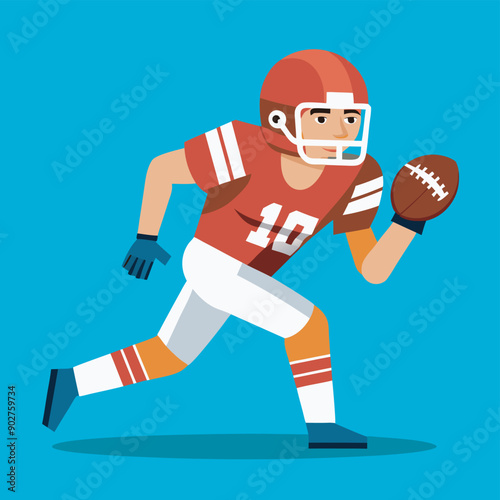 rugby american football player flat vector illustration design