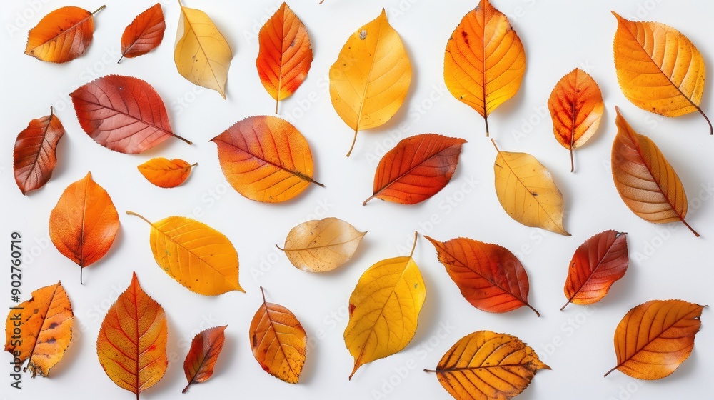Dry Yellow And Orange Autumn Leaves On White Background For Seasonal Concept Dry Yellow And Orange Autumn Leaves On White Background For Seasonal Concept