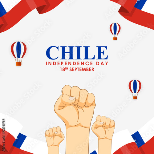 Vector illustration of Chile Independence Day social media feed template