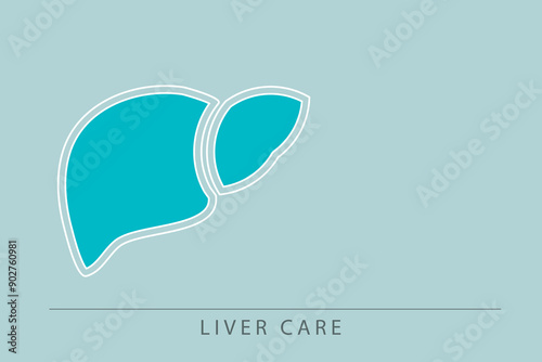 Human Liver medical background with soft colors. Creative liver icon isolated on blue background. Vector template for design and creative ideas. EPS 10 