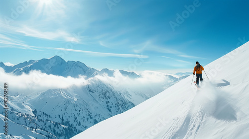 Snowboarder on Snowy Mountain 