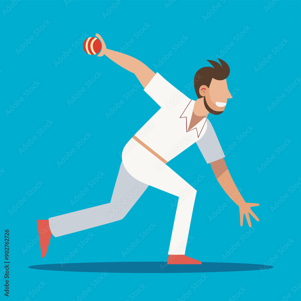cricket bowler bowling flat vector illustration design cricket bowler bowling flat vector illustration design