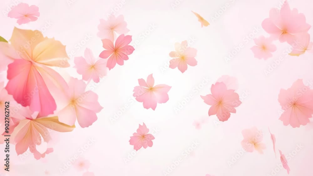 Beautiful pink flower. Flowers are scattered e, creating sense of movement and freedom. Scene is one of joy and happiness Beautiful pink flower. Flowers are scattered e, creating sense of movement and freedom. Scene is one of joy and happiness