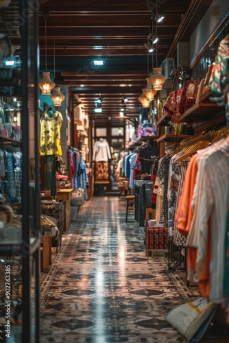 A store filled with various clothing items on display