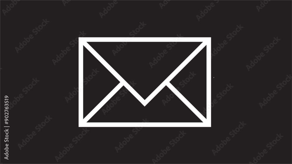 Abstract SMS icon. Dialog, chat, new message. New gmail, email on black background.