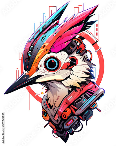 Woodpecker Bird head mecha robot illustration photo