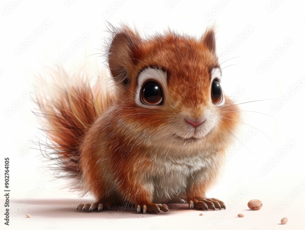 Cute Squirrel Sitting on White Surface While Looking Curiously at Its Surroundings Cute Squirrel Sitting on White Surface While Looking Curiously at Its Surroundings