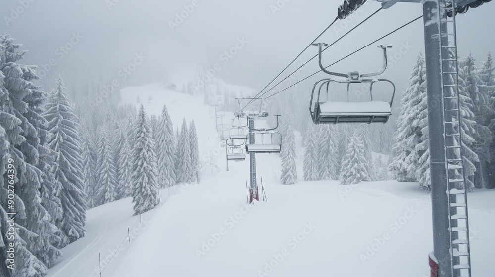 Snowy Ski Lift Snowy Ski Lift