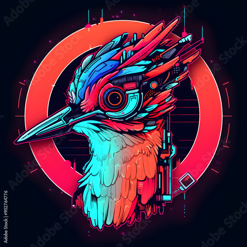 Woodpecker Bird mecha robot illustration photo