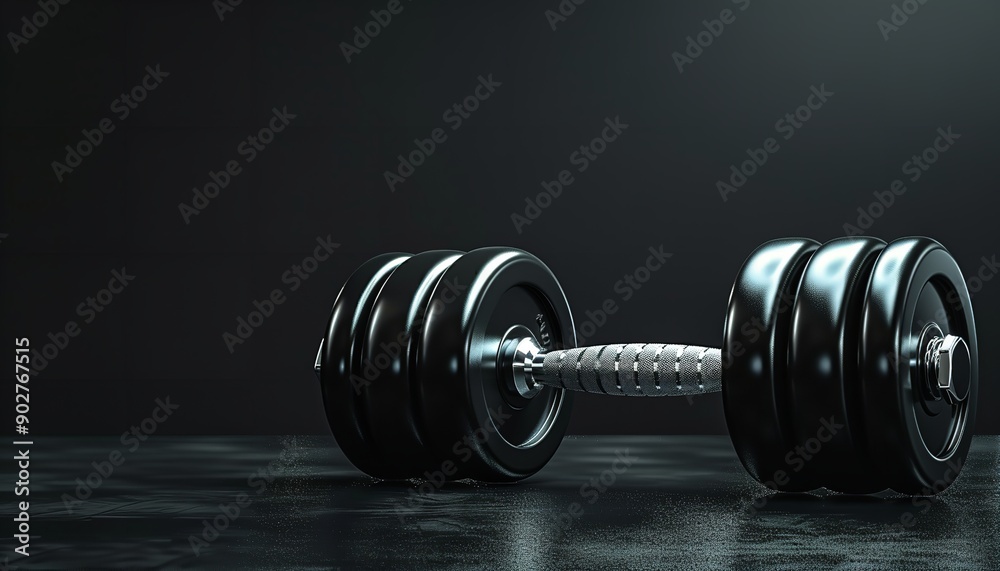 Gymnasium dumbbells composed of smoothed titanium with an enormous content space for writing are isolated above an ordinary dark backdrop, Generative AI. Gymnasium dumbbells composed of smoothed titanium with an enormous content space for writing are isolated above an ordinary dark backdrop, Generative AI.