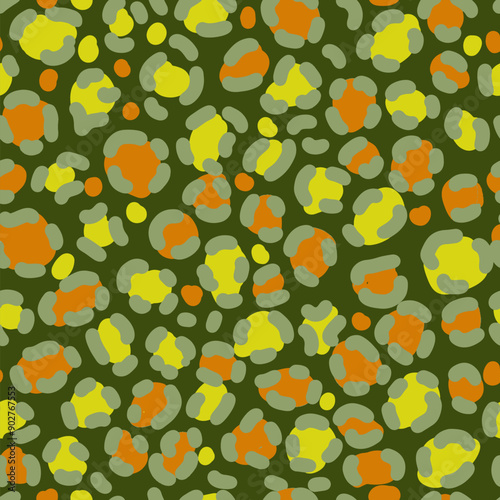 Green and Orange Animal Print Vector Seamless Pattern