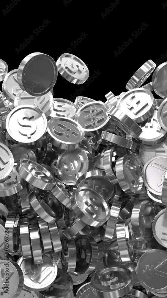 3D Silver Coins Transitions On Alpha Loop