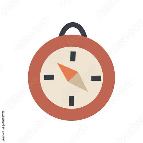 Cartoon compass. camping thematic element. Colorful vector illustration, flat style. design for cards, print, poster, cover