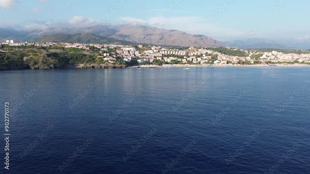 Cinematic aerial view of Calabria Cost near Scalea city Cinematic aerial view of Calabria Cost near Scalea city