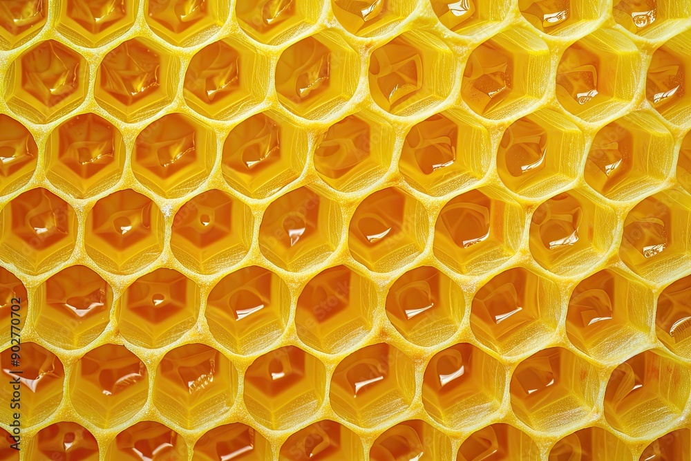 A close up of a honeycomb with honey dripping from it. The honeycomb is made up of hexagonal cells, and the honey is dripping from the top of the cells. Concept of warmth and sweetness A close up of a honeycomb with honey dripping from it. The honeycomb is made up of hexagonal cells, and the honey is dripping from the top of the cells. Concept of warmth and sweetness