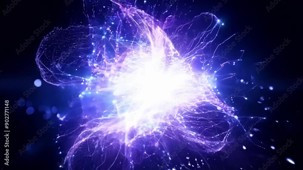 Vibrant pulses of light exploding into existence illuminating the darkness and bringing a bright burst of energy.