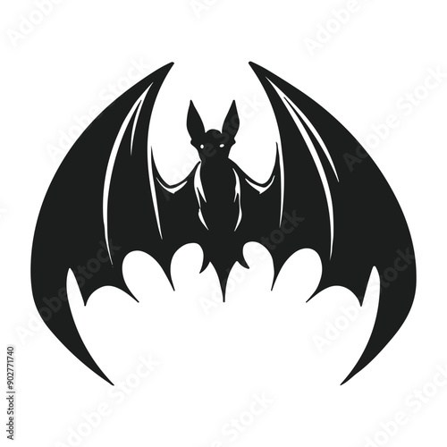 Creepy Bat Silhouette Vector - Gothic Halloween Illustration