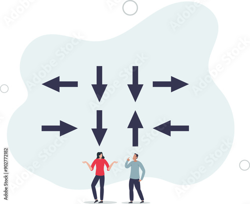 Decision making, decide the right way or choosing options, best alternative or solution to success, business direction or thinking concept.flat design.illustration with people.
