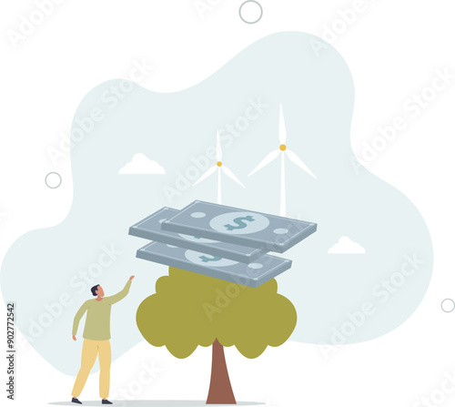 presenting way to reduce CO2 emission footprint through carbon offset, credit and forest conservation. Low carbon concept.flat design.illustration with people.