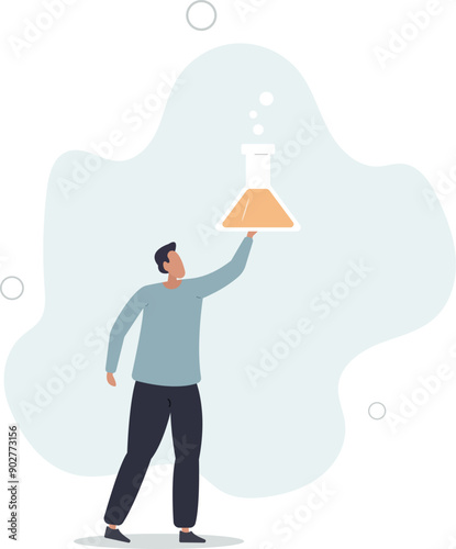 Children talent and creativity..scientist with a flask for an experiment.flat design.illustration with people.