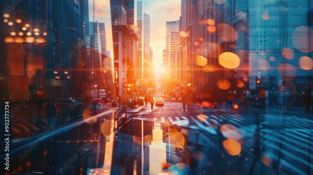 Fototapeta premium Urban landscape with many tall buildings