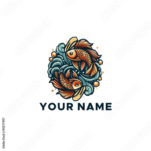 Neo-Traditional "Pisces" Tattoo Design Idea