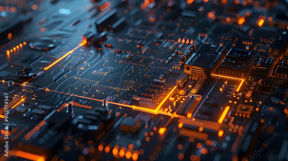 Iluustration image of Quantum processor technology visual design. Generative AI Iluustration image of Quantum processor technology visual design. Generative AI