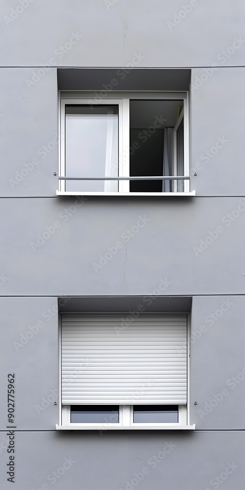Gray Wall with Two Windows Gray Wall with Two Windows