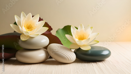 Spa massage, natural alternative treatment (Hot stone massage) GENERATIVE BY AI...