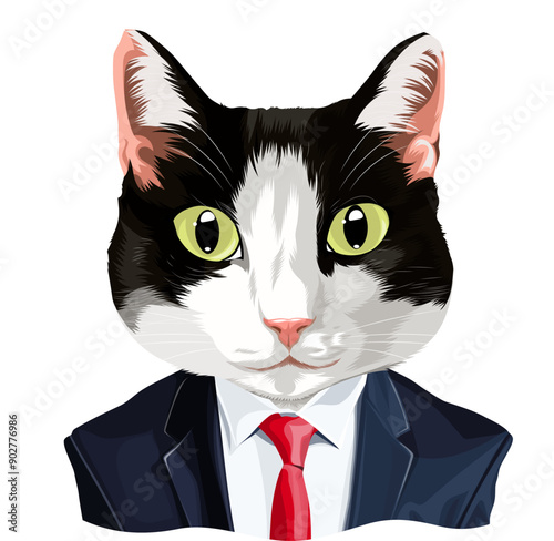 cat wearing suit vector illustration
