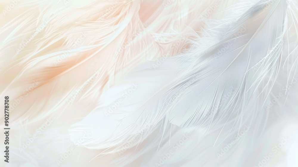 Soft white feathers delicately overlap on a creamy background. soft colorful feathers bright background Soft white feathers delicately overlap on a creamy background. soft colorful feathers bright background