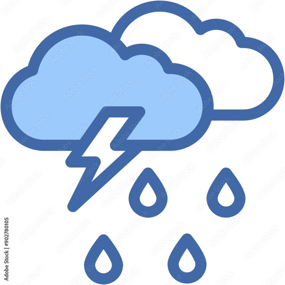 Vector Icon Raining, Cloud, Weather, Spring, Sky Vector Icon Raining, Cloud, Weather, Spring, Sky