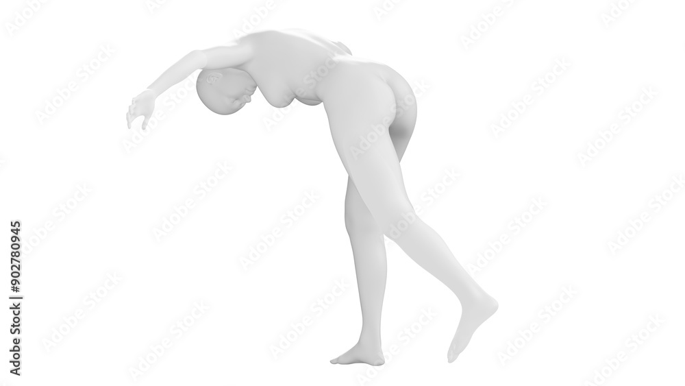 Female Mannequin in Leaning Pose Isolated on Black Background. Side View Female Mannequin in Leaning Pose Isolated on Black Background. Side View