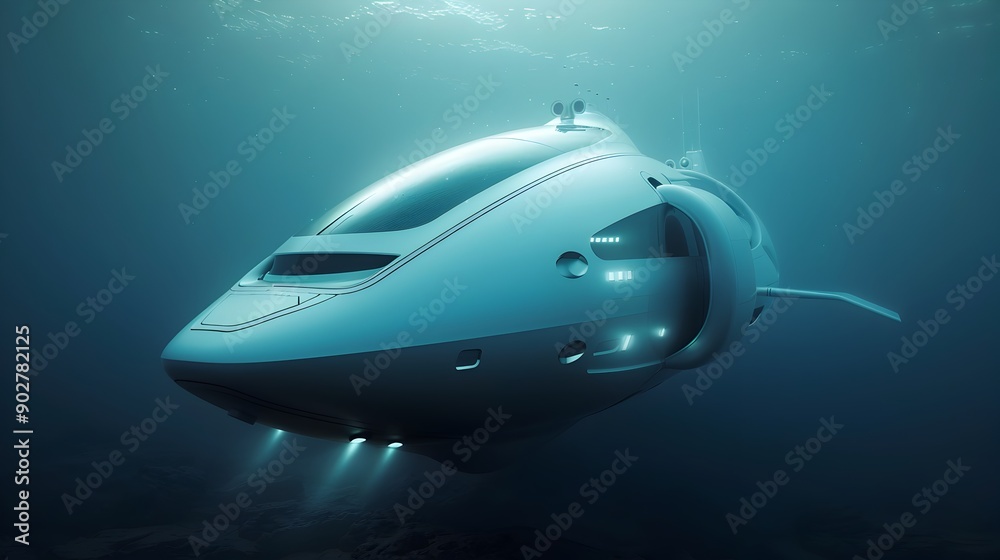 Futuristic Armored Underwater Submersible for Deep-Sea Discovery and Research Futuristic Armored Underwater Submersible for Deep-Sea Discovery and Research