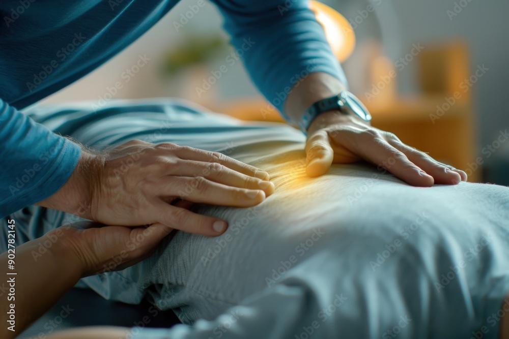 Obraz premium Chiropractor examining lower back pain using alternative therapy