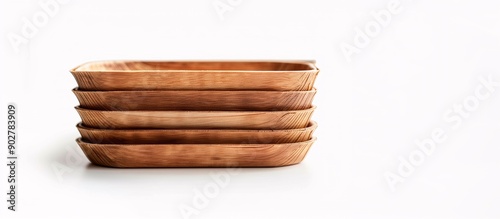 Stack of Eco-Friendly Palm Leaf Plates on White Background