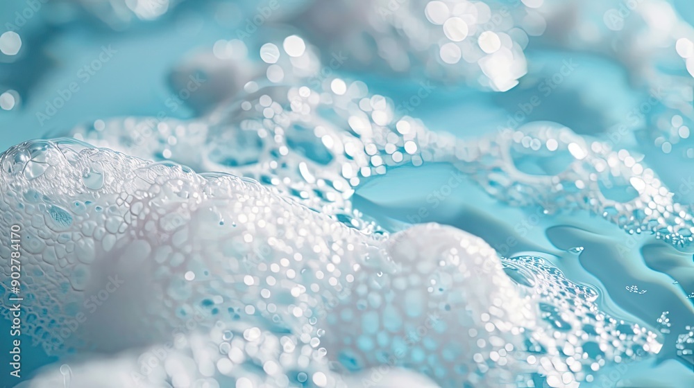 A blue body of water with white bubbles floating on top. The bubbles are scattered throughout the water, creating a sense of movement and energy. The scene evokes a feeling of relaxation and leisure A blue body of water with white bubbles floating on top. The bubbles are scattered throughout the water, creating a sense of movement and energy. The scene evokes a feeling of relaxation and leisure