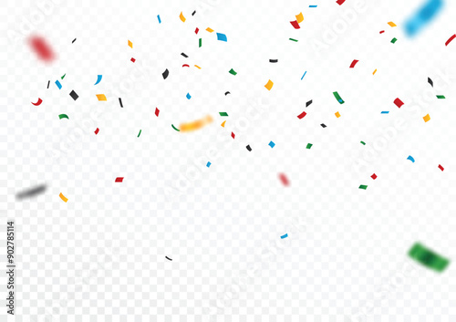 Abstract colorful confetti banner, isolated on transparent background